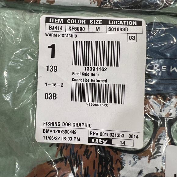 NWT J. Crew Men's Green W/Fishing Dog Graphic Tee - Picture 8 of 11